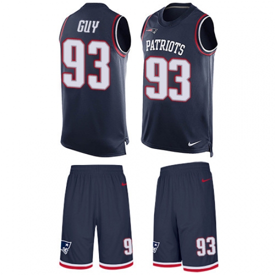 Men's Nike New England Patriots 93 Lawrence Guy Limited Navy Blue Tank Top Suit NFL Jersey