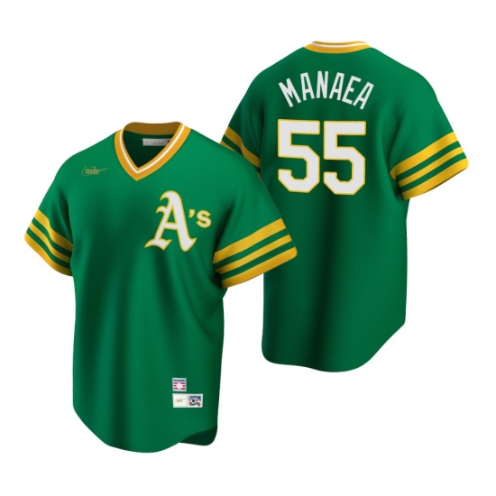 Men's Nike Oakland Athletics 55 Sean Manaea Kelly Green Cooperstown Collection Road Stitched Baseball Jersey