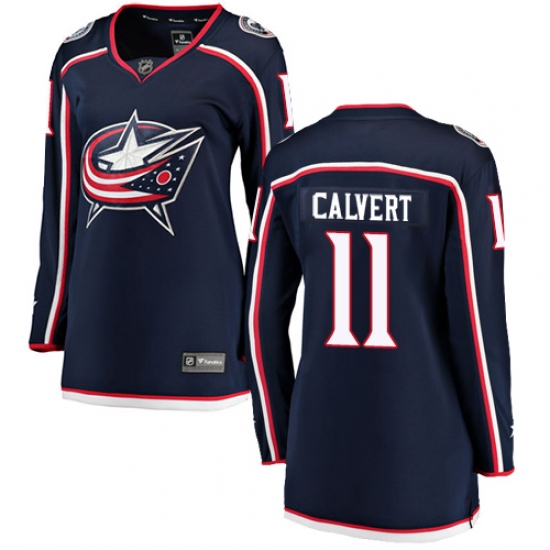 Women's Columbus Blue Jackets 11 Matt Calvert Fanatics Branded Navy Blue Home Breakaway NHL Jersey