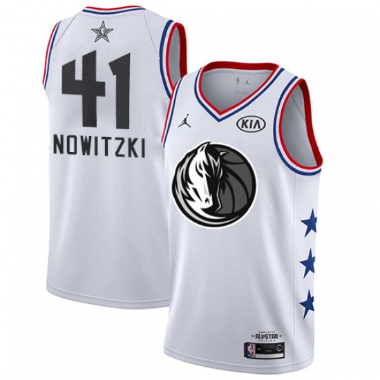 Youth Nike Dallas Mavericks 41 Dirk Nowitzki White NBA Jordan Swingman 2019 All-Star Game Jersey