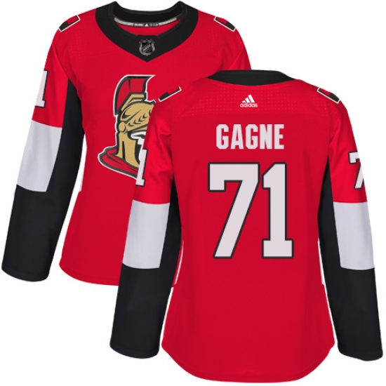 Women's Adidas Ottawa Senators 71 Gabriel Gagne Premier Red Home NHL Jersey