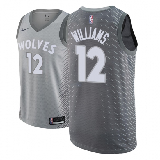 Men NBA 2018-19 Minnesota Timberwolves 12 C JWilliams City Edition Gray Jersey