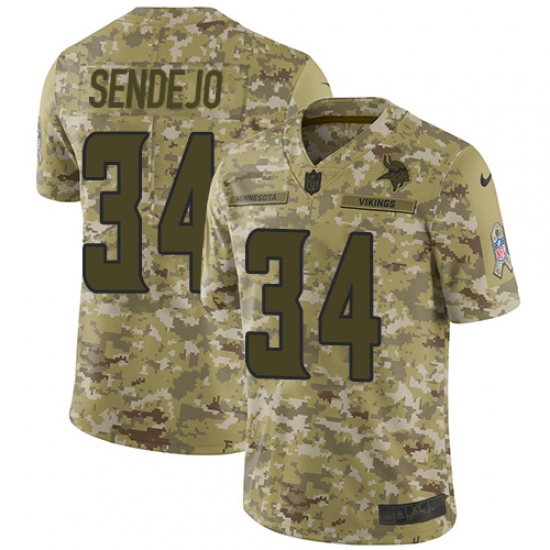 Men's Nike Minnesota Vikings 34 Andrew Sendejo Limited Camo 2018 Salute to Service NFL Jersey