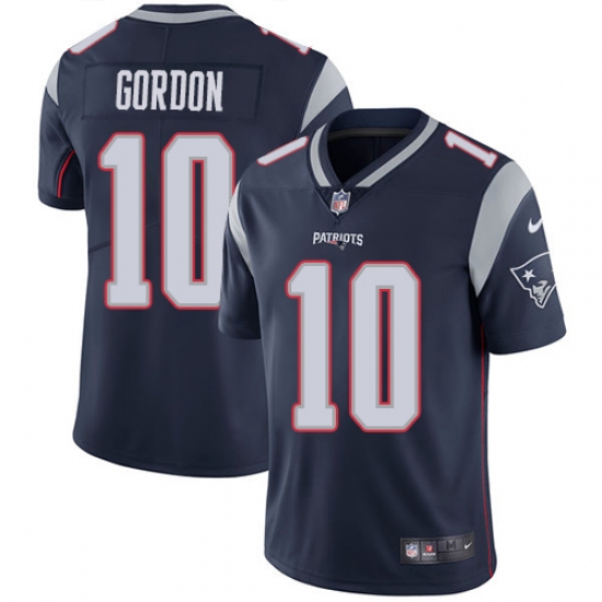 Men's Nike New England Patriots 10 Josh Gordon Navy Blue Team Color Vapor Untouchable Limited Player NFL Jersey