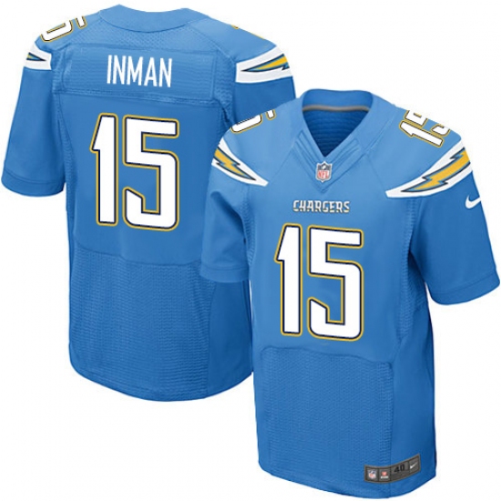 Men's Nike Los Angeles Chargers 15 Dontrelle Inman Elite Electric Blue Alternate NFL Jersey