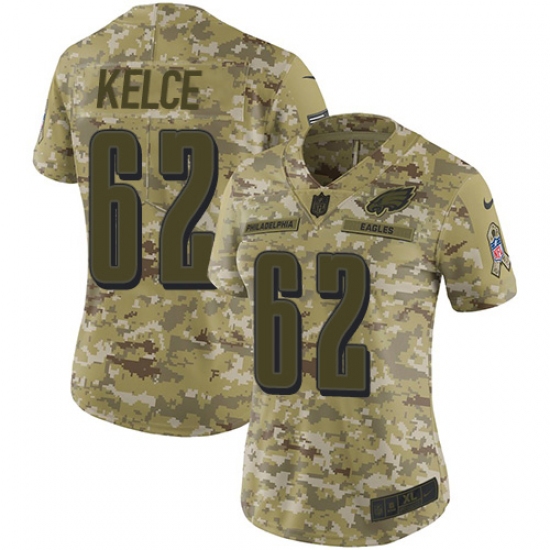 Women's Nike Philadelphia Eagles 62 Jason Kelce Limited Camo 2018 Salute to Service NFL Jersey