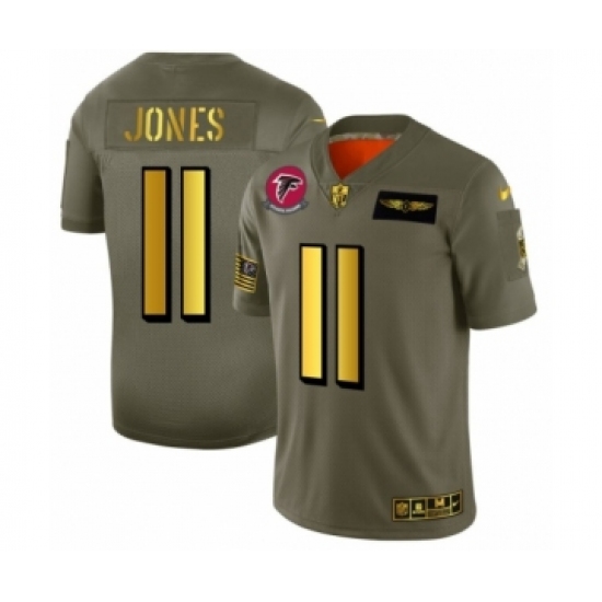 Men's Atlanta Falcons 11 Julio Jones Limited Olive Gold 2019 Salute to Service Football Jersey