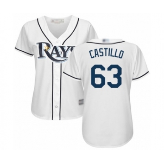 Women's Tampa Bay Rays 63 Diego Castillo Authentic White Home Cool Base Baseball Player Jersey