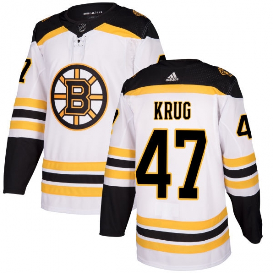 Men's Adidas Boston Bruins 47 Torey Krug Authentic White Away NHL Jersey