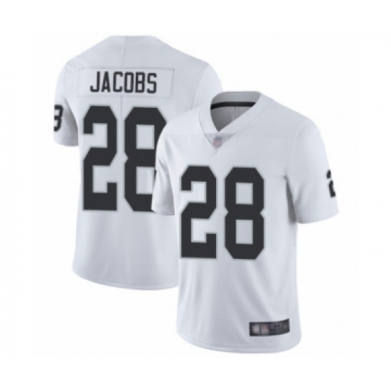 Men's Oakland Raiders 28 Josh Jacobs White Vapor Untouchable Limited Player Football Jersey