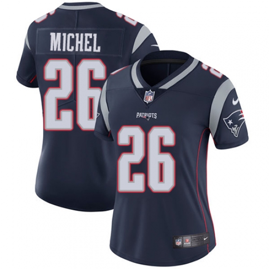 Women's Nike New England Patriots 26 Sony Michel Navy Blue Team Color Vapor Untouchable Limited Player NFL Jersey