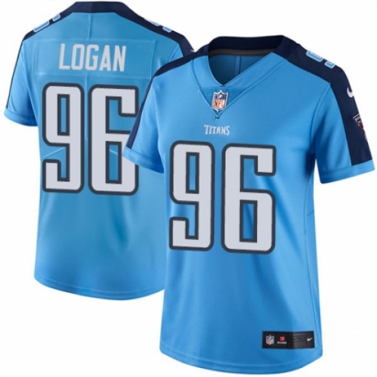 Women's Nike Tennessee Titans 96 Bennie Logan Limited Light Blue Rush Vapor Untouchable NFL Jersey