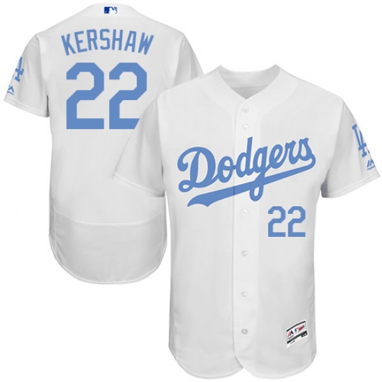 Men's Majestic Los Angeles Dodgers 22 Clayton Kershaw Authentic White 2016 Father's Day Fashion Flex Base MLB Jersey