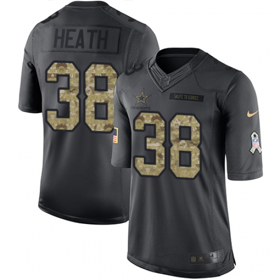 Men's Nike Dallas Cowboys 38 Jeff Heath Limited Black 2016 Salute to Service NFL Jersey