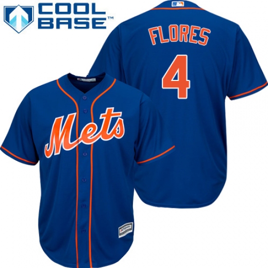 Men's Majestic New York Mets 4 Wilmer Flores Replica Royal Blue Alternate Home Cool Base MLB Jersey
