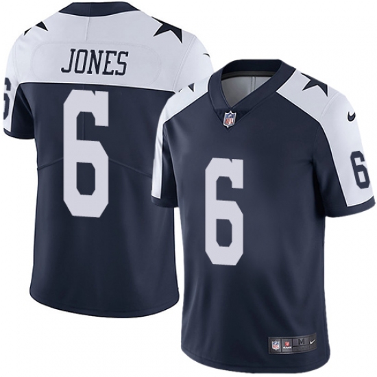 Men's Nike Dallas Cowboys 6 Chris Jones Navy Blue Throwback Alternate Vapor Untouchable Limited Player NFL Jersey