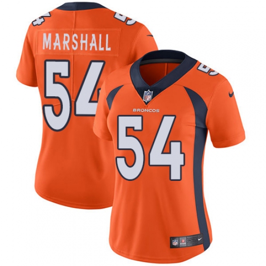 Women's Nike Denver Broncos 54 Brandon Marshall Orange Team Color Vapor Untouchable Limited Player NFL Jersey