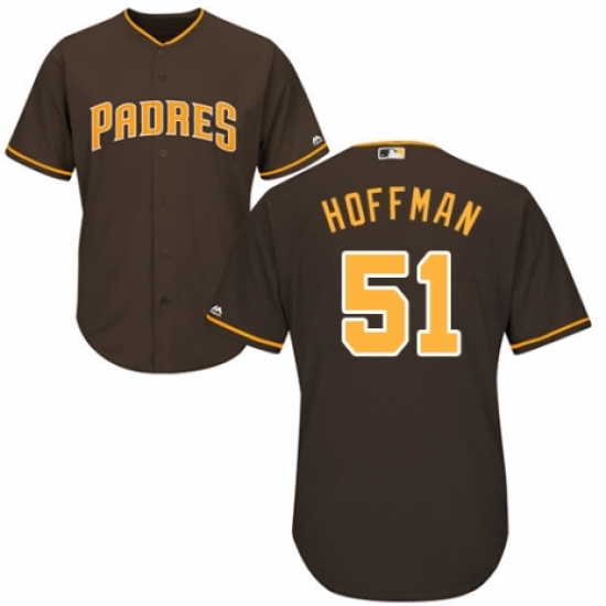 Men's Majestic San Diego Padres 51 Trevor Hoffman Replica Brown Alternate Cool Base MLB Jersey