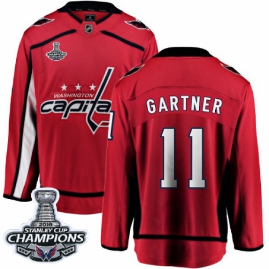 Youth Washington Capitals 11 Mike Gartner Fanatics Branded Red Home Breakaway 2018 Stanley Cup Final Champions NHL Jersey