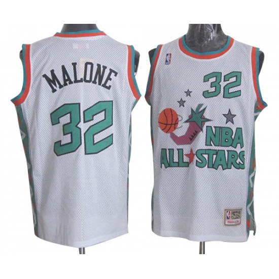 Men's Mitchell and Ness Utah Jazz 32 Karl Malone Authentic White 1996 All Star Throwback NBA Jersey
