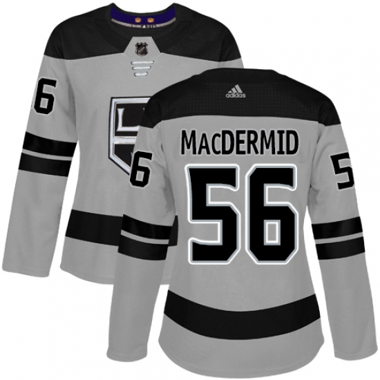 Women's Adidas Los Angeles Kings 56 Kurtis MacDermid Authentic Gray Alternate NHL Jersey