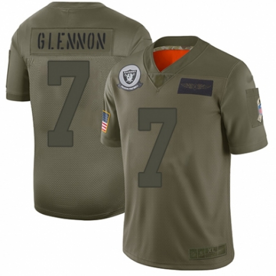 Men's Oakland Raiders 7 Mike Glennon Limited Camo 2019 Salute to Service Football Jersey