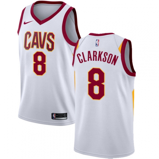 Youth Nike Cleveland Cavaliers 8 Jordan Clarkson Authentic White NBA Jersey - Association Edition