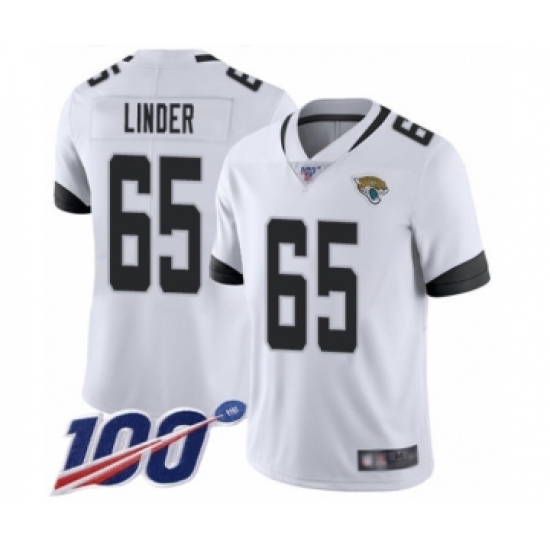 Men's Jacksonville Jaguars 65 Brandon Linder White Vapor Untouchable Limited Player 100th Season Football Jersey
