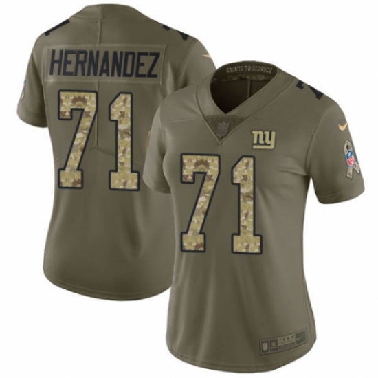 Women's Nike New York Giants 71 Will Hernandez Limited Olive/Camo 2017 Salute to Service NFL Jersey