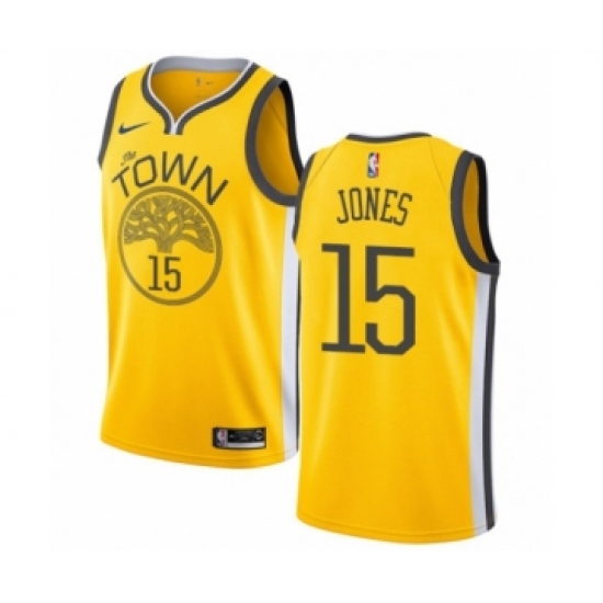 Women's Nike Golden State Warriors 15 Damian Jones Yellow Swingman Jersey - Earned Edition