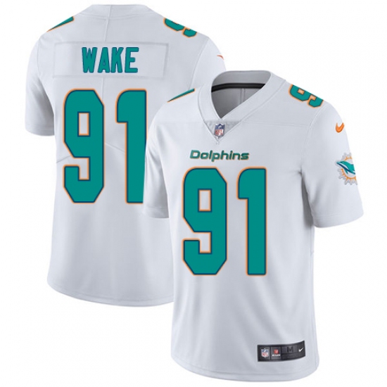 Men's Nike Miami Dolphins 91 Cameron Wake White Vapor Untouchable Limited Player NFL Jersey