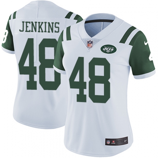 Women's Nike New York Jets 48 Jordan Jenkins White Vapor Untouchable Limited Player NFL Jersey