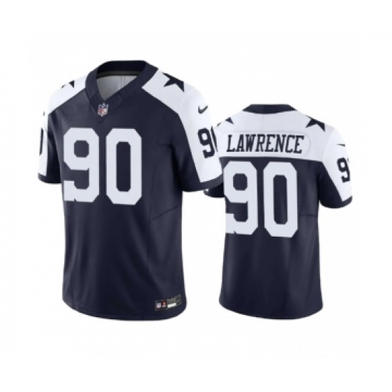 Men's Nike Dallas Cowboys 90 Demarcus Lawrence Navy 2023 F.U.S.E. Vapor Limited Stitched Football Jersey