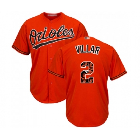 Men's Baltimore Orioles 2 Jonathan Villar Authentic Orange Team Logo Fashion Cool Base Baseball Jersey