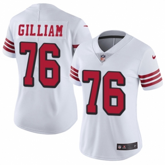 Women's Nike San Francisco 49ers 76 Garry Gilliam Limited White Rush Vapor Untouchable NFL Jersey