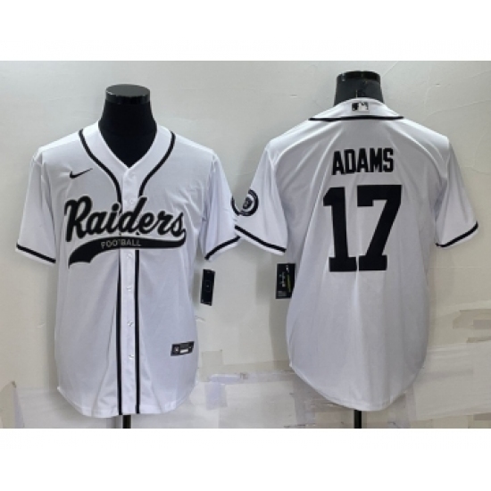 Men's Las Vegas Raiders 17 Davante Adams White Stitched MLB Cool Base Nike Baseball Jersey