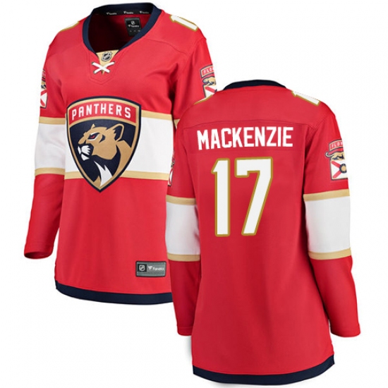 Women's Florida Panthers 17 Derek MacKenzie Fanatics Branded Red Home Breakaway NHL Jersey