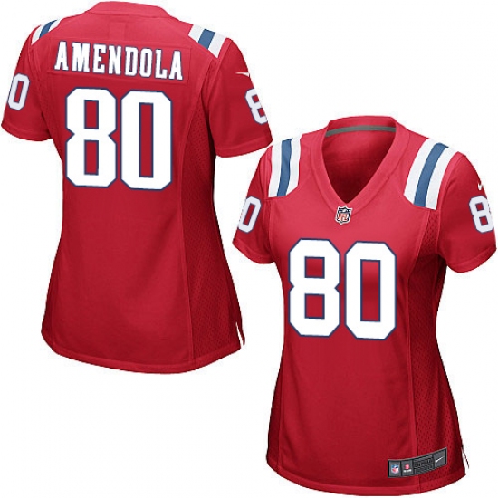Women's Nike New England Patriots 80 Danny Amendola Game Red Alternate NFL Jersey