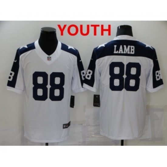 Youth Dallas Cowboys 88 CeeDee Lamb White Thanksgiving Vapor Untouchable Stitched NFL Nike Limited Jersey