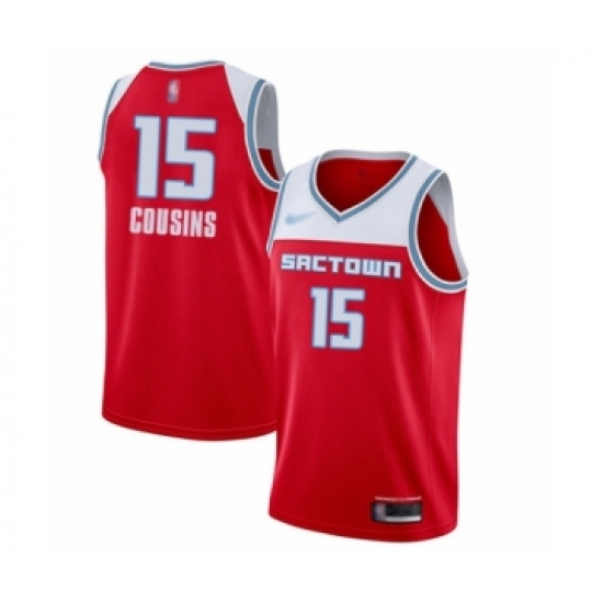Youth Sacramento Kings 15 DeMarcus Cousins Swingman Red Basketball Jersey - 2019 20 City Edition