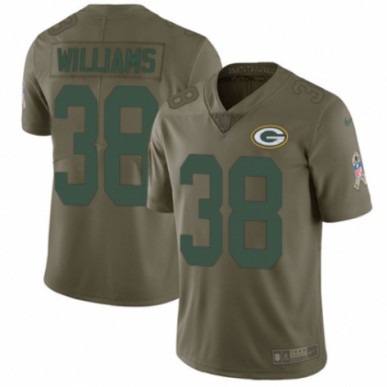 Youth Nike Green Bay Packers 38 Tramon Williams Limited Olive 2017 Salute to Service NFL Jersey