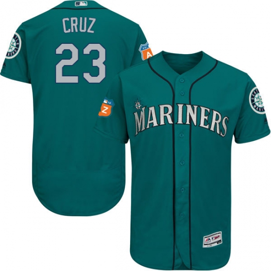 Men's Majestic Seattle Mariners 23 Nelson Cruz Teal Green Alternate Flex Base Authentic Collection MLB Jersey