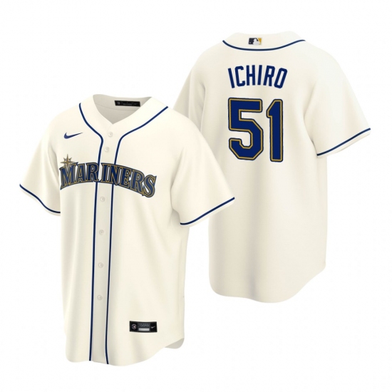 Men's Nike Seattle Mariners 51 Ichiro Suzuki Cream Alternate Stitched Baseball Jersey