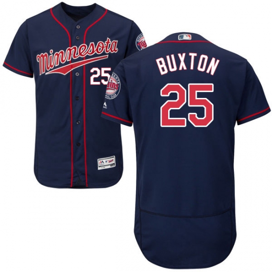 Men's Majestic Minnesota Twins 25 Byron Buxton Authentic Navy Blue Alternate Flex Base Authentic Collection MLB Jersey