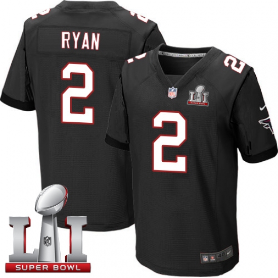 Men's Nike Atlanta Falcons 2 Matt Ryan Elite Black Alternate Super Bowl LI 51 NFL Jersey