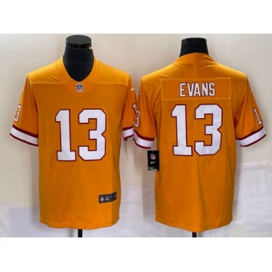 Men's Nike Tampa Bay Buccaneers 13 Mike Evans Yellow Throwback Limited Stitched Jersey