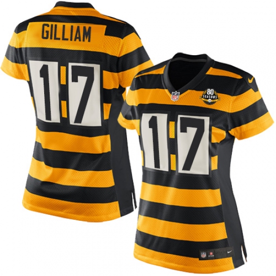 Women's Nike Pittsburgh Steelers 17 Joe Gilliam Game Yellow/Black Alternate 80TH Anniversary Throwback NFL Jersey