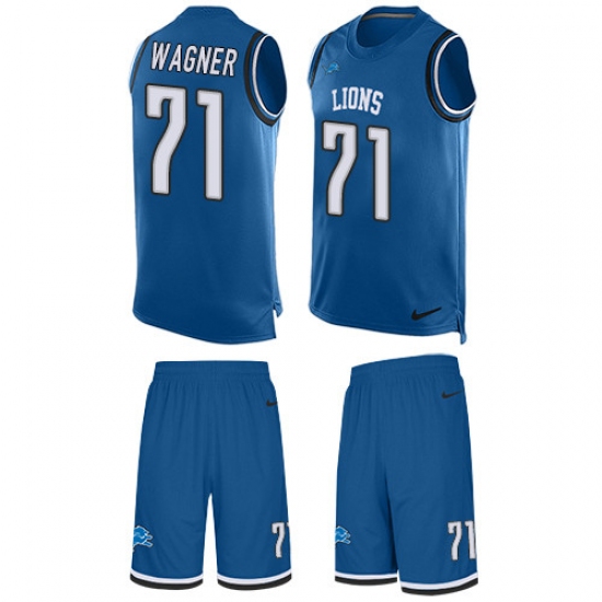 Men's Nike Detroit Lions 71 Ricky Wagner Limited Light Blue Tank Top Suit NFL Jersey