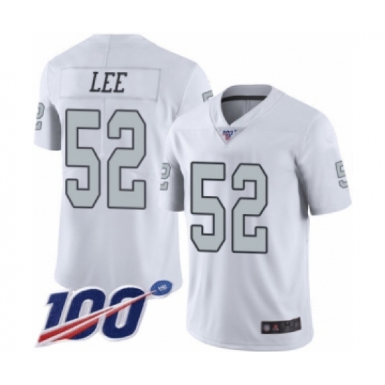 Men's Oakland Raiders 52 Marquel Lee Limited White Rush Vapor Untouchable 100th Season Football Jersey