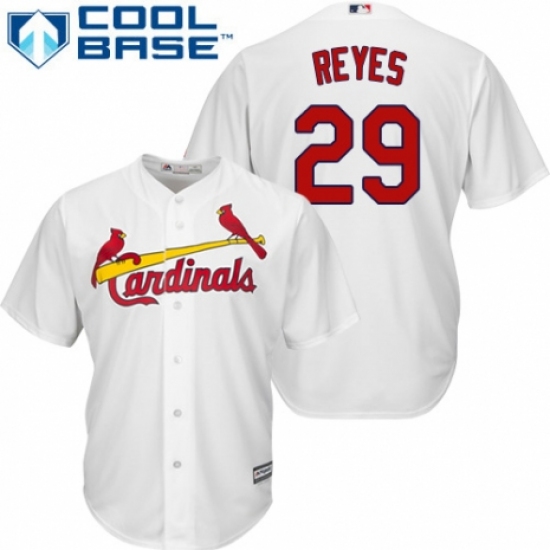 Men's Majestic St. Louis Cardinals 29 lex Reyes Replica White Home Cool Base MLB Jersey